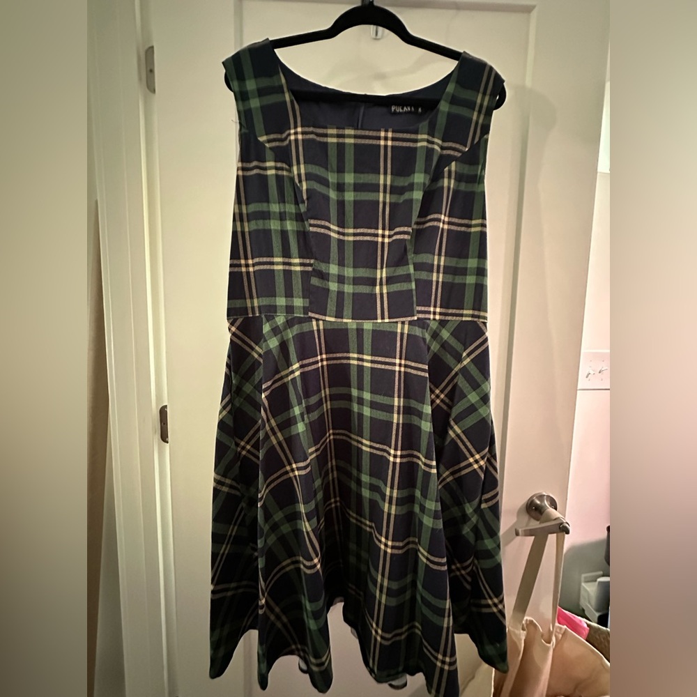 Green and Navy Plaid Dress